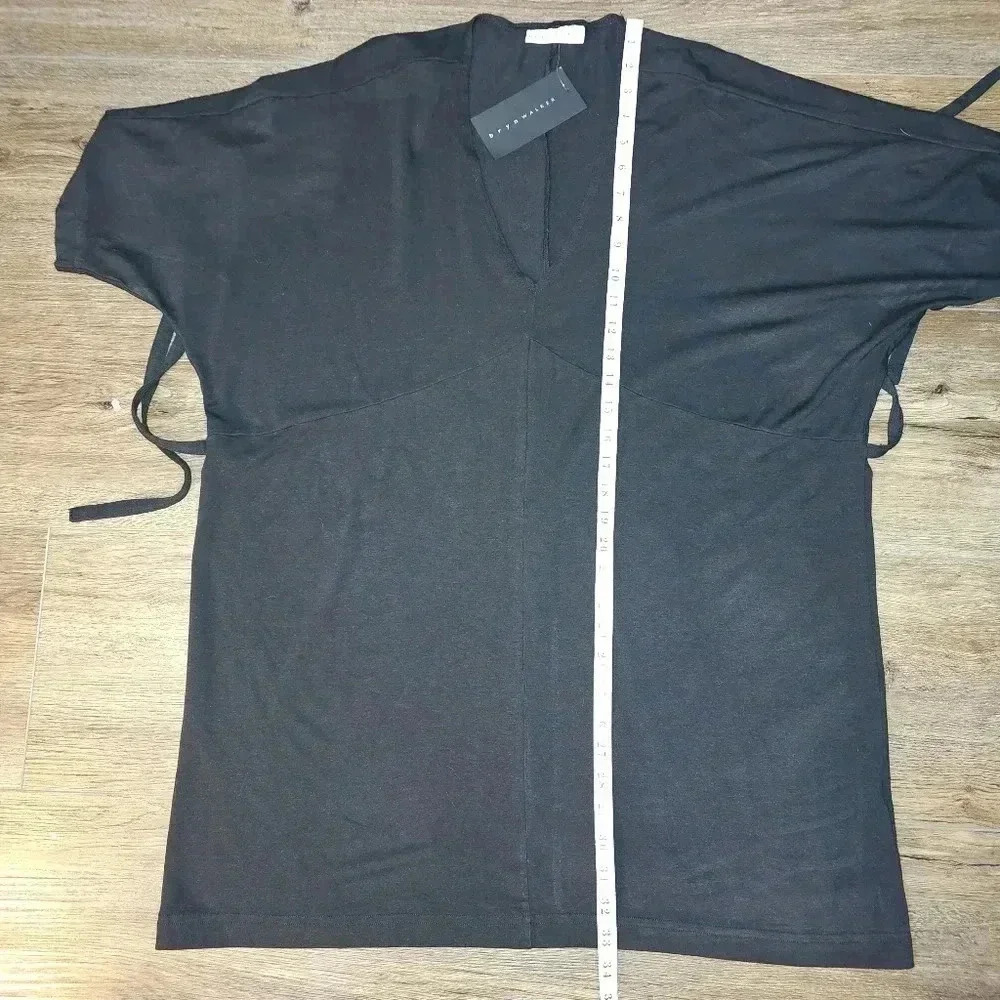 Bryn Walker V Neck‎ Tie Back Sheath Black Dress Lagen Look SZ XS USA - Picture 8 of 14